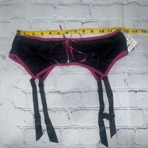 Frederick's of Hollywood Black and Pink Seduction garter belt